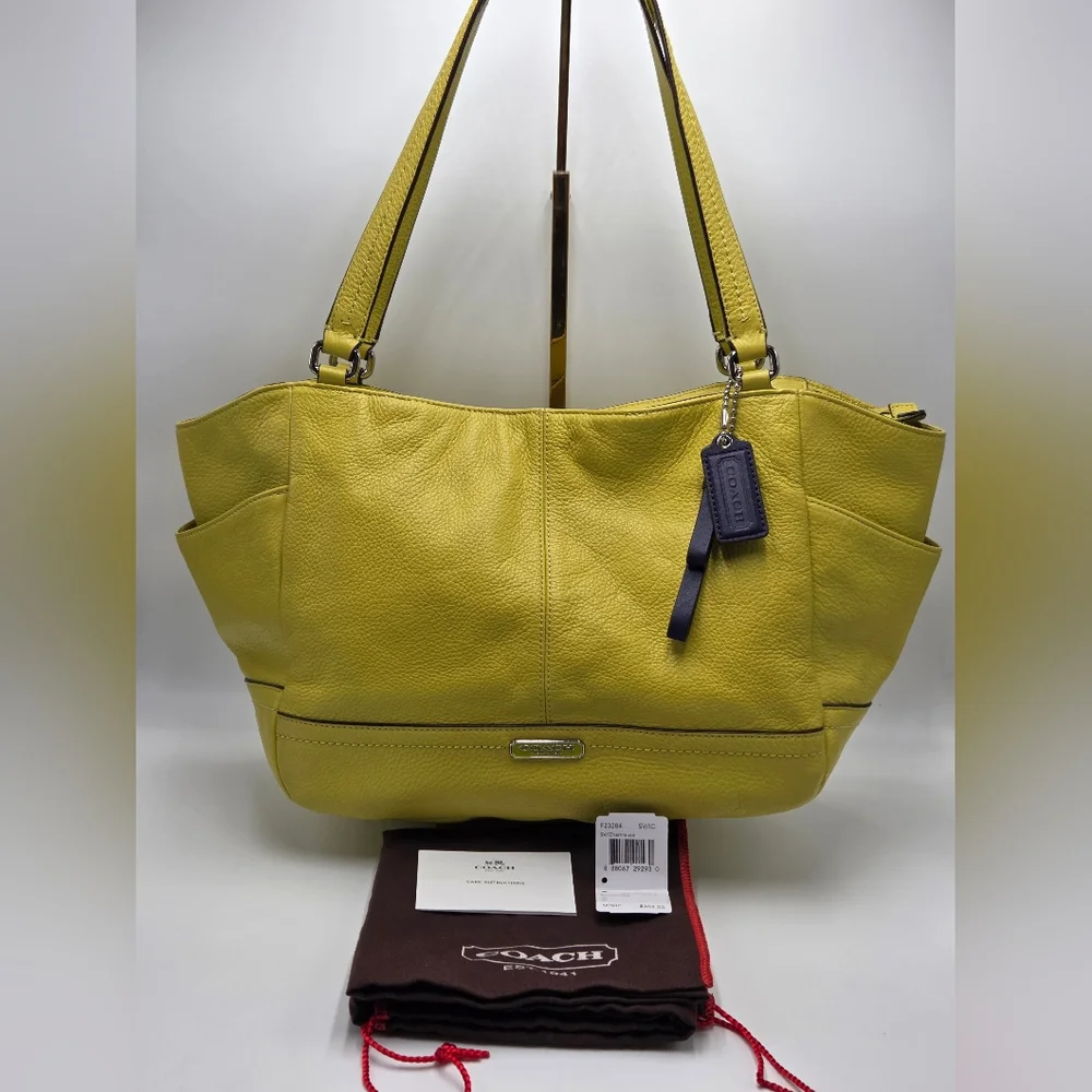 Coach Yellow Leather Hobo Shoulder Bag with Silver Hardware